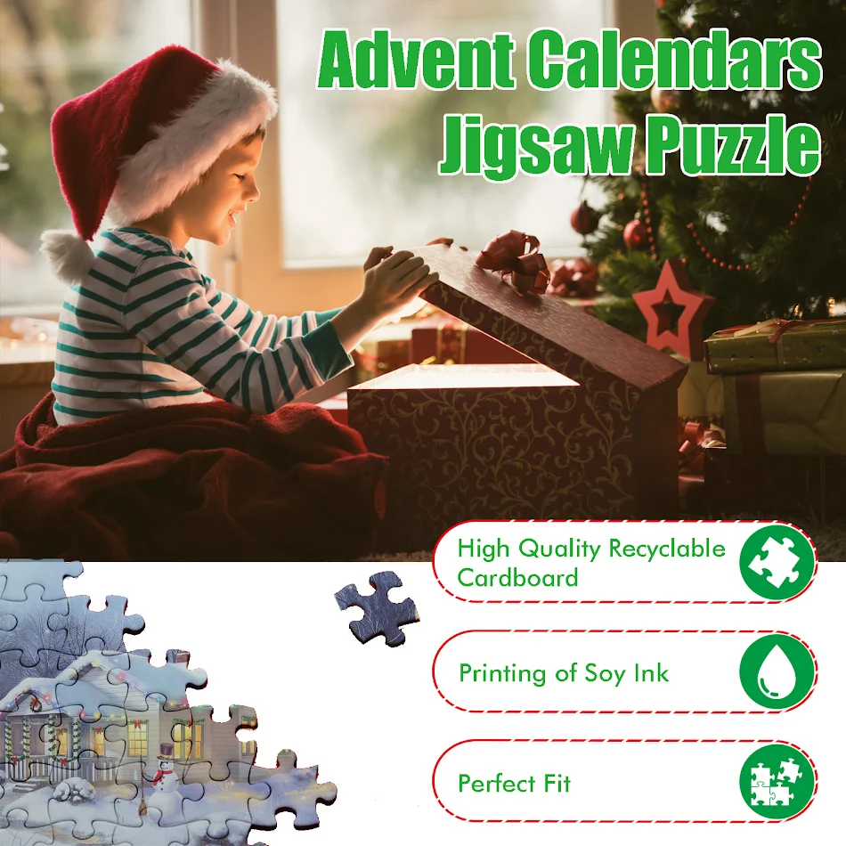 Creatieve Kerst Adventskalender Puzzelspeelgoed Kinderen Kerst Puzzels voor de Adventstijd Leuk en Educatief Cadeau