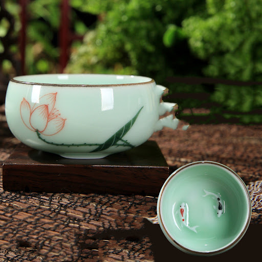 Title 6, Celadon Hand-painted Ceramic Teacup Kung Fu Tea...