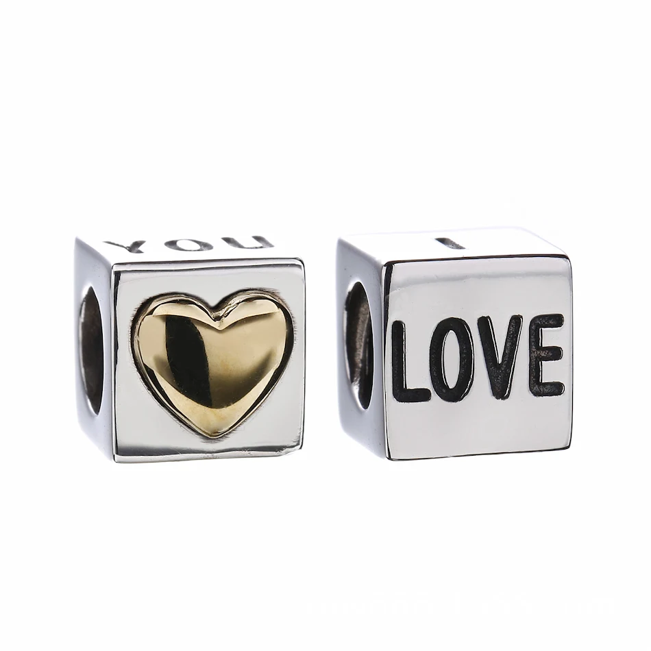 S925 Zilveren armband, effen zilveren vierkante Love kralen. Eenvoudig en stijlvol. Prachtig sieraad voor dames. Perfect cadeau.