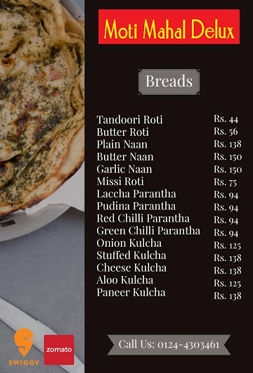 Moti Mahal Social menu 