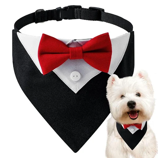 Dog Wedding Bandana Collar Dog Collar Bow Tie Breathable Dog Tuxedo Adjustable Neck Scarf for Weddings Parties Birthdays