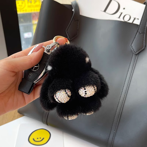 Title 4, Porte-clés Pendentif Lapin en Peluche Mink, Sup...