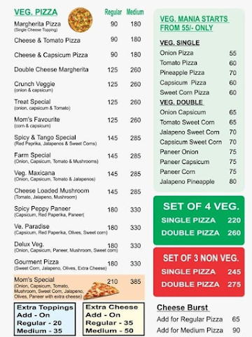 Mom's Pizza menu 