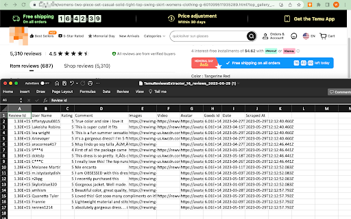 Reviews Scraper for Temu™ - Extract to CSV