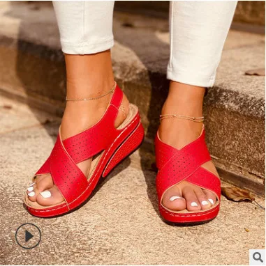 Title 2, Sandalias de cuña de verano para mujer con tira...