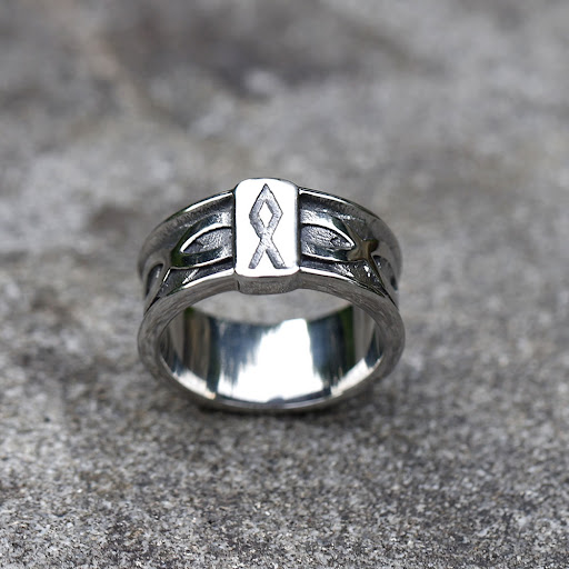 Title 5, Vintage Viking Alphabet Titanium Steel Ring for...