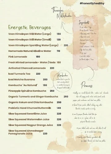 Sante' Spa Cuisine menu 