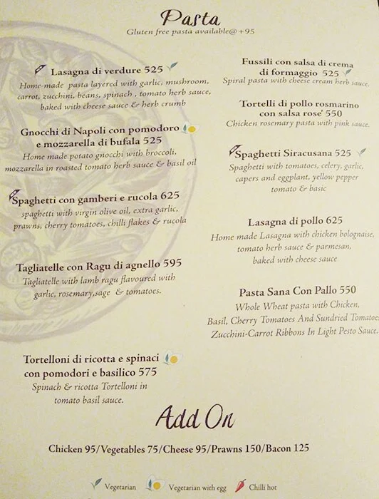 Caffe Tonino menu 