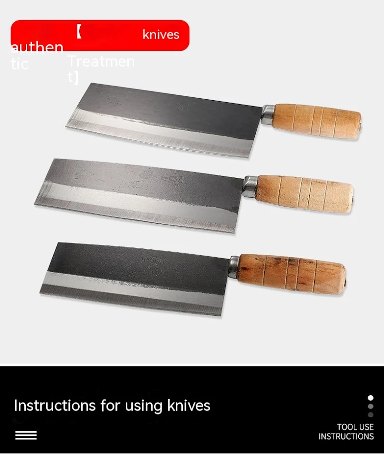 Carbon Steel Kitchen Knife for Home Use. Old-fashioned sharp blade ideal for cutting vegetables and meat with ease. An e