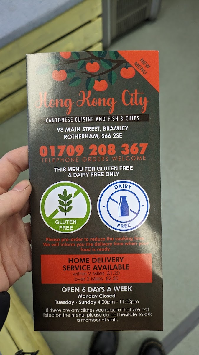 Hong Kong City Chinese gluten-free menu