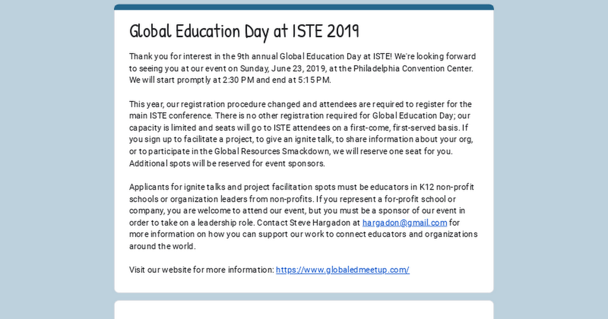 Global Education Day at ISTE 2019