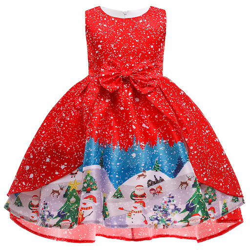 Title 3, Christmas Dress Print Princess Santa Claus Snow...