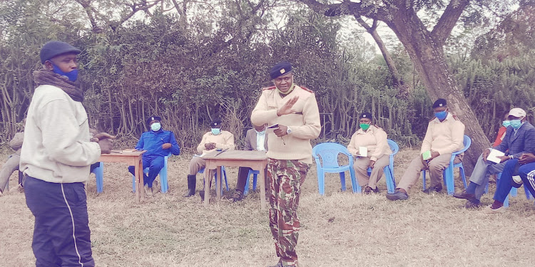 Mlolongo assistant county commissioner Dennis Ongaga during a baraza in Katani, Mavoko, Machakos county, on Saturday, August 14, 2021.