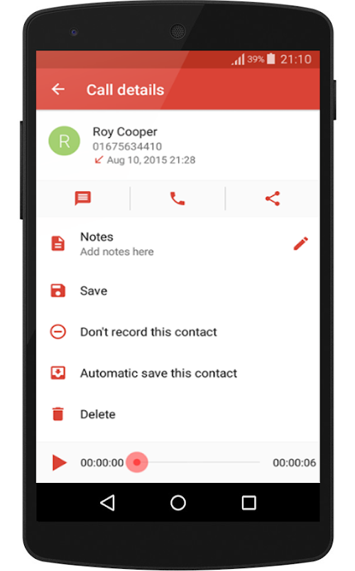 Android application Call Recorder Smart screenshort
