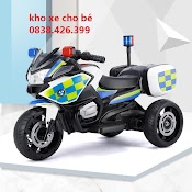 Xe Máy Điện Đạp Ga 3 Bánh Cảnh Sát Cho Bé Có Nhạc Đèn Cho Bé 2 - 5T