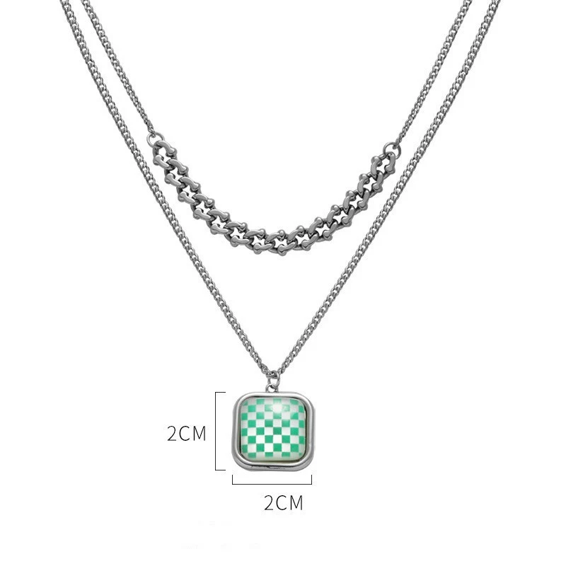 Title 1, Vrouwen Mode Schaakbord Dubbele Ketting, Stijlv...