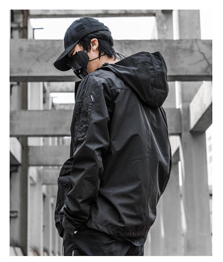 Title 9, Mens Functional Loose Jacket Dark Hooded Windp...