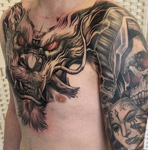 Dragons Chest Tattoo