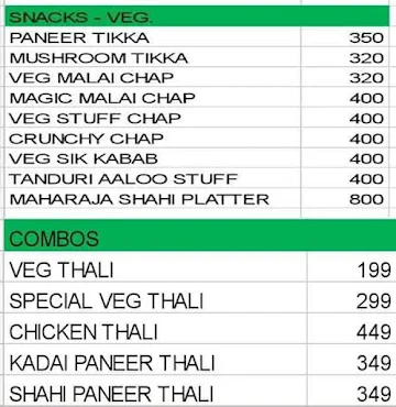 Indian Spice menu 