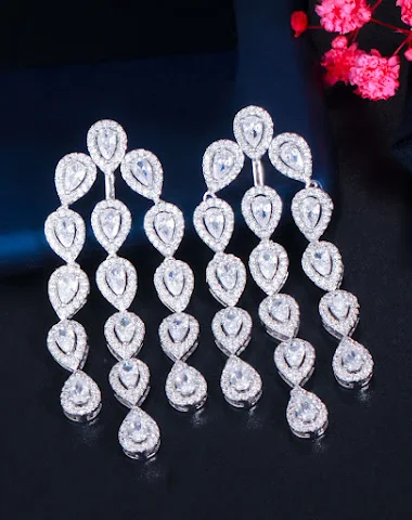Boucles d'oreilles de mariée pendan - 3