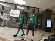 Bafana Bafana captain Thulani Hlatshwayo (L) and his Bidvest Wits teammate Sfiso Hlanti on their way to a training session from their hotel in Tunis, Tunisia, on Tuesday March 19 2019 ahead of the crucial match against Libya. 