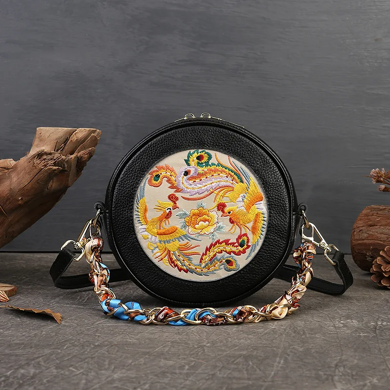 Title 4, Echte Leder Messenger Bag mit Stickerei, Erste ...