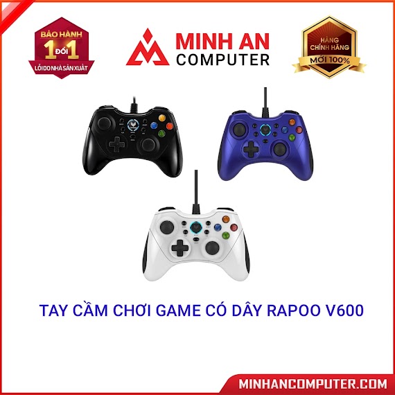 Tay Cầm Chơi Game Có Dây Rapoo V600 Tương Thích Hệ Điều Hành Windows 7/8/8.1/10 - Hàng Chính Hãng