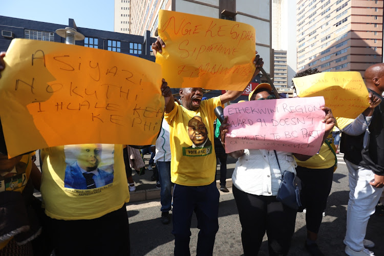 ANC members from ward91 in Hammarsdale picketing outside Olive Convention Centre in Durban where KwaZulu Natal Provincial Conference is scheduled to start this Friday.