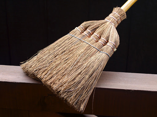 Traditional Japanese Broom Made of Fern and Bamboo