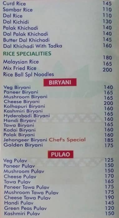 Sanata Restaurant Pure Veg menu 