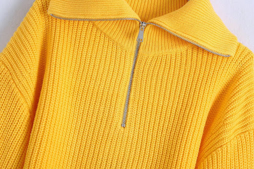 Title 2, Short Yellow Half Zip Turtleneck Pullover Retro...