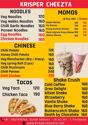 Krisper Cheezta menu 