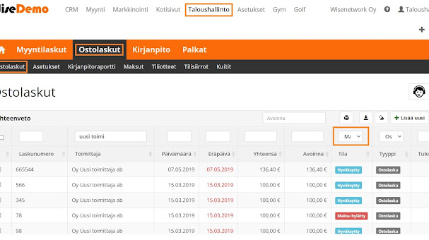 "Maksettavissa"-raportti voidaan ladata Excelinä tulostimen kuvasta.