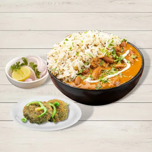 Delhi Style Rajma Rice Bowl With Hara Bhara Kebab