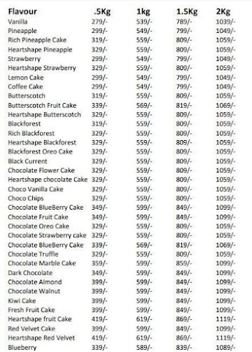 Cake N Bakes menu 