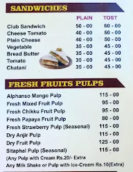 Preeti Juice Bar and Pav Bhaji menu 1