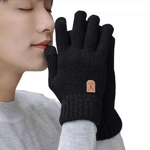 Title 6, Fleece-lined warm wool knitted gloves for ultim...
