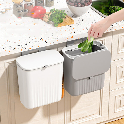 Title 9, Hanging kitchen waste bin with lid for domestic...