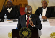 South African President Cyril Ramaphosa delivers his 2024 state of the nation address in Cape Town, South Africa, February 8, 2024. 