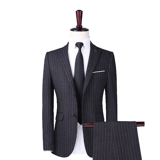 Title 1, Vertical striped suit for groom and groomsmen. ...
