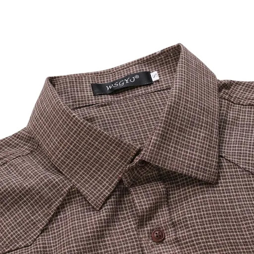 Title 9, Casual Check Lapel Mens Double Pocket Slim Lar...