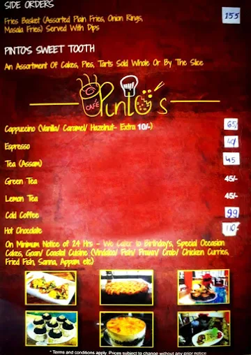 Pinto's Cafe menu 