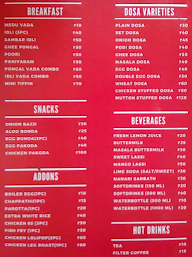 Vaigai Vilas menu 1