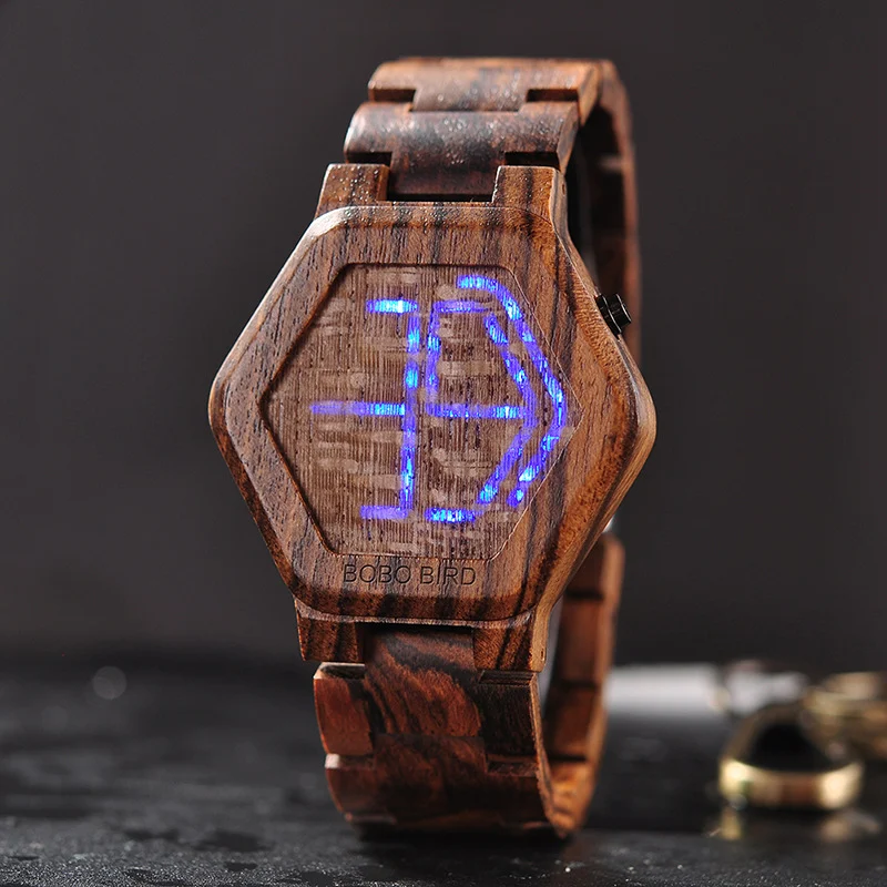 Title 4, Montre en bois LED pour hommes avec vision noct...