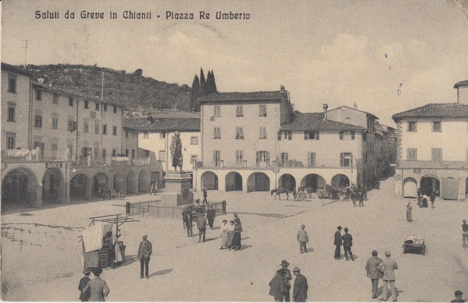 Vecchia carta postale Creve in Chianti, Piazza Re Umberto