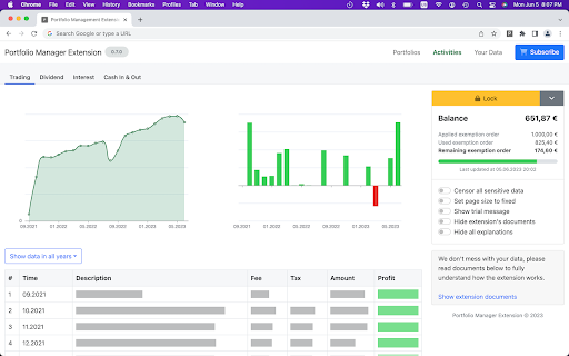 Portfolio Manager Extension