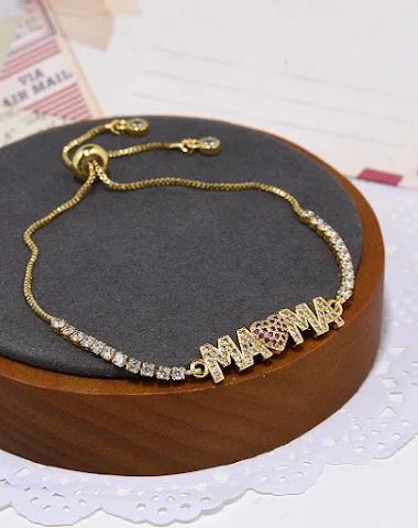 Pulsera de corazón de circonio dora - 0
