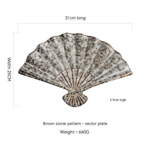 Title 1, Japanese-style ceramic sushi fan-shaped meal pl...