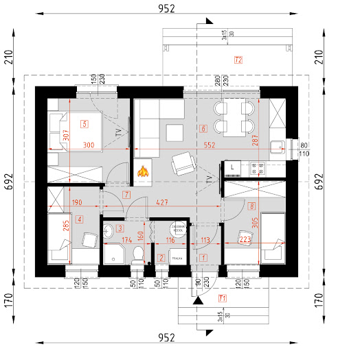 D326 - WT2021 wersja murowana - Rzut parteru