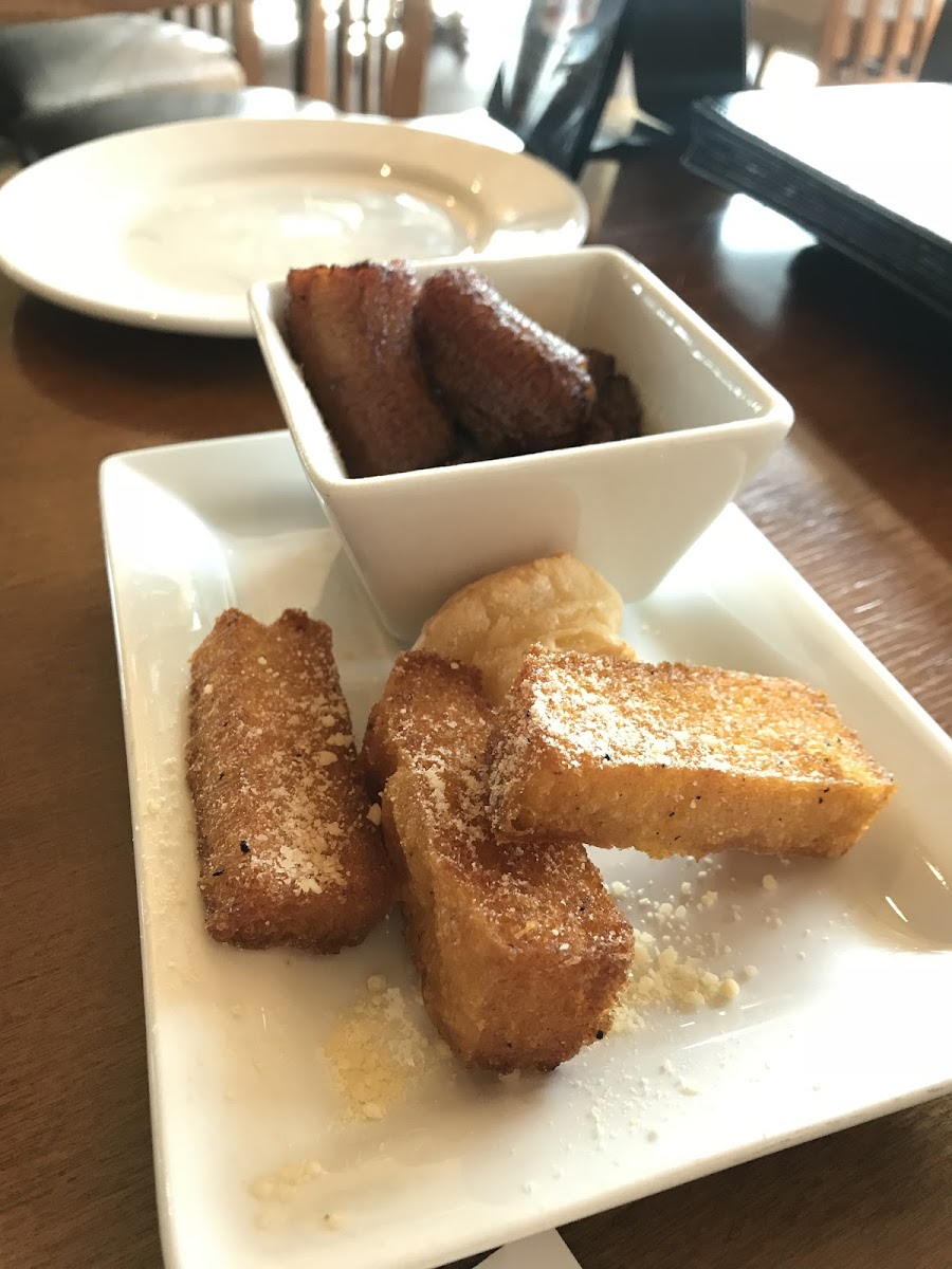 Polenta, friend banana, and fresh warm PAO♥️